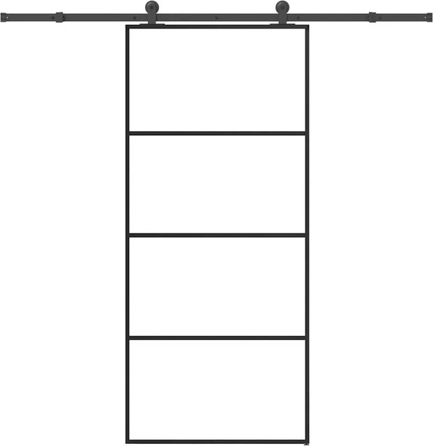 vidaXL Schiebetür aus ESG-Glas und Aluminium in Schwarz und Transparent, B/H: 90 x 205 cm - Bild 1