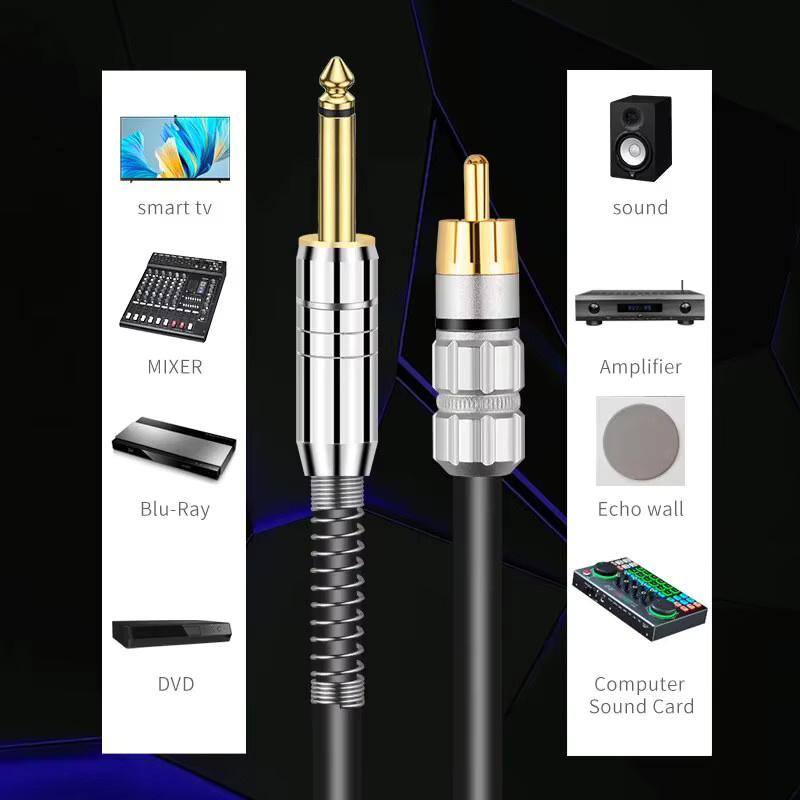 YYTCG Stereo-Klinkenkabel Schwarz, 3,5 mm Klinkenstecker auf 2 Cinch-Stecker für PC, DVD, TV und Lautsprecher - Bild 3