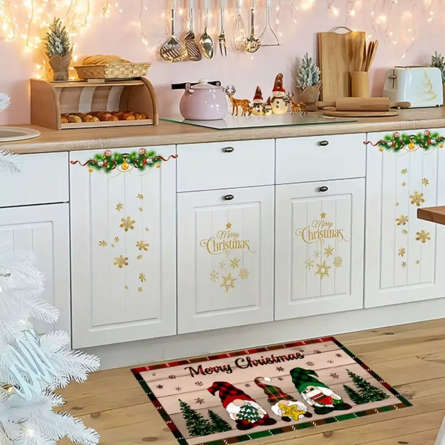 VIKAMA Weihnachts-Küchenteppich mit Weihnachtszwerg und Holzmaserung, Mehrfarbig, B/T: 60 x 40 cm - Bild 3