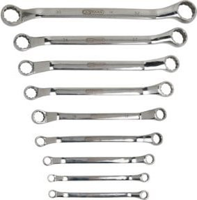 KS Tools Doppel-Ringschlüssel-Satz aus Edelstahl, gekröpft, 9-teilig, Silber - Bild 1