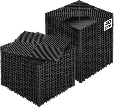 VEVOR Modulare Drainagematte Schwarz, 40 Stück ineinandergreifende Bodenmatten, B/B: 31 x 31 cm - Bild 1