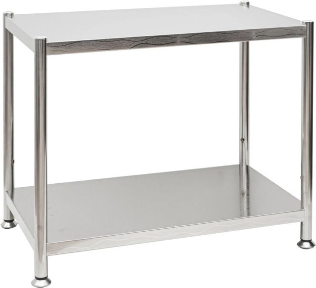 shelfr Edelstahl Schwerlastregal in Silber mit 2 Ebenen und Wellenmuster, B/T/H: 61 x 36 x 50 cm - Bild 1