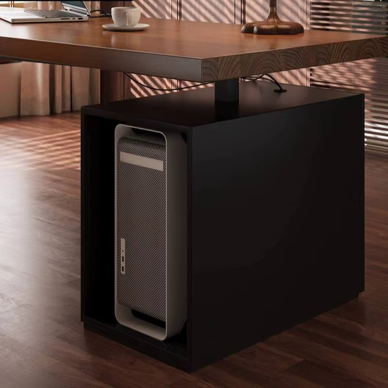 ZHIO Moderner Schreibtisch aus Holz mit Schubladenelement in Braun Matt - Bild 4