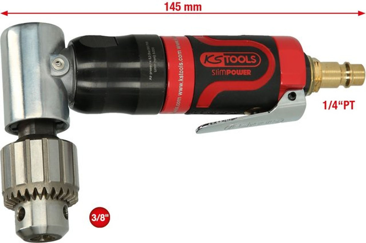 KS Tools 515.5525 SlimPOWER Mini-Druckluft-Winkelbohrmaschine 3/8 Zoll in Rot - Bild 2