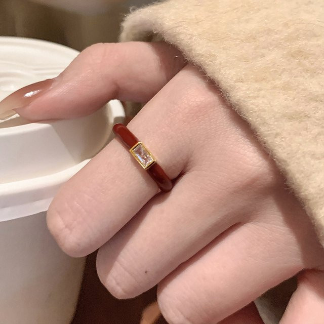UOSU Ring, rote Emaille, Gold, Damen - Bild 1