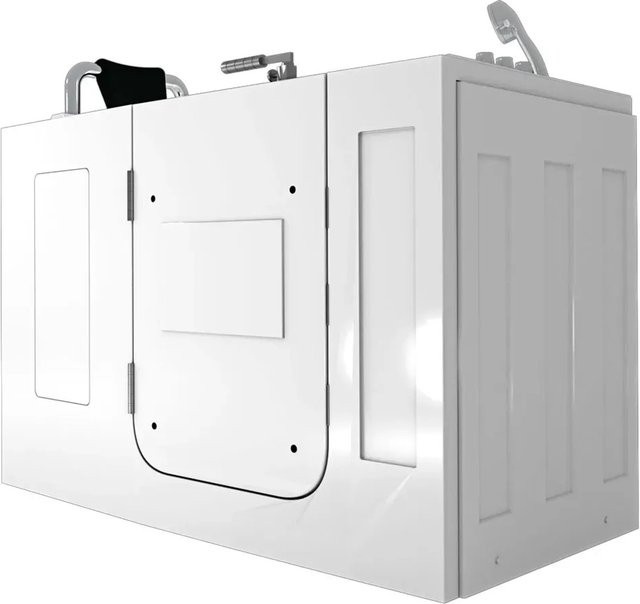 AcquaVapore Sitzwanne Whirlpool Badewanne mit Tür S07WP-TH-A-L, Farbe: Weiß, B/T: 140 x 76 cm - Bild 1