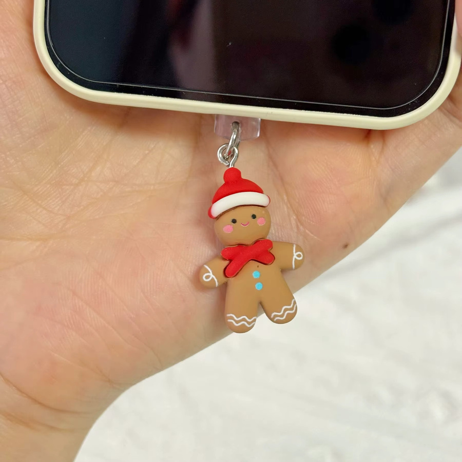 Niedliche Weihnachts-Lebkuchenmann Staubstecker-Dekoration für iPhone und USB-C Schnittstellen - Bild 2
