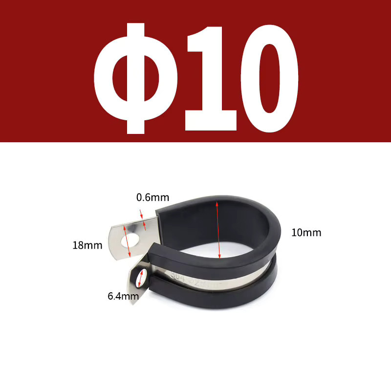 JH ZPXH Gummi-Kabelklemme aus Edelstahl 304 in Schwarz, R-Form, isoliert und gepolstert für die Drahtkabel-Installation, 6–60 mm - Bild 6