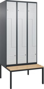 C+P Z-Spind Classic PLUS Sitzbank mit 6 Fächern und Zylinderschloss, Sitzfläche aus Buche-Hartholz, B/T/H: 212,0 x 90,0 x 81,5 cm - Bild 1