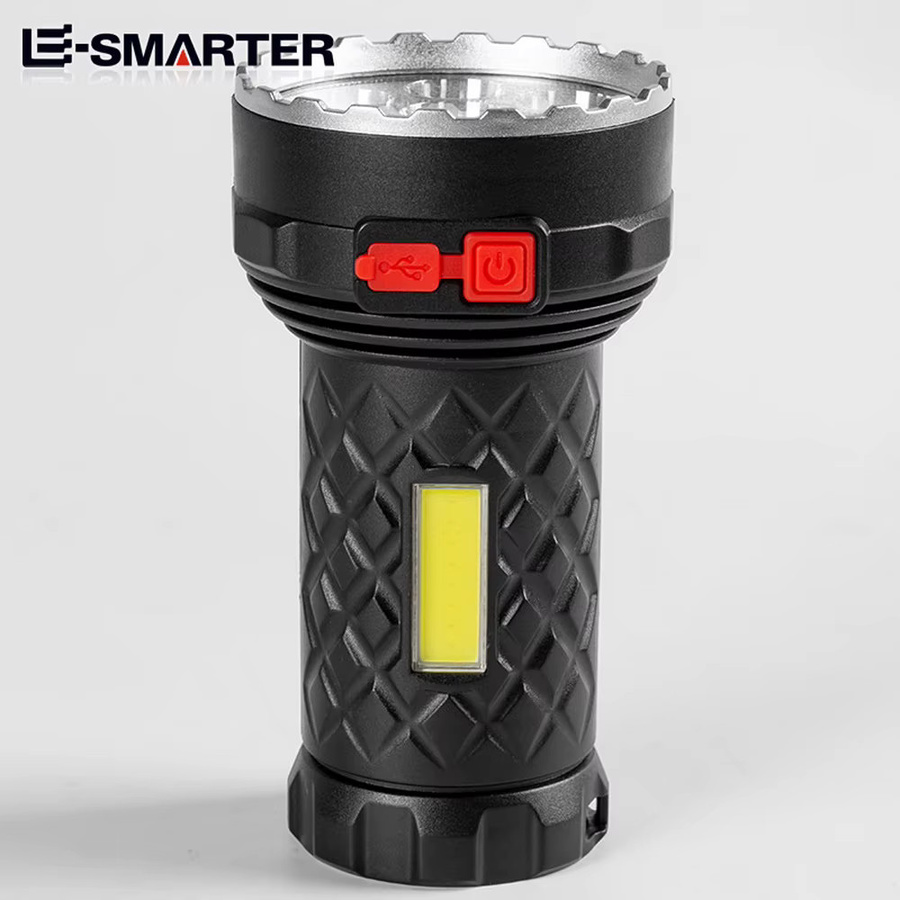 ESMARTER Tragbare LED Taschenlampe in Schwarz mit 7 LED-Lampenperlen, COB-Seitenlicht und wiederaufladbarem Akku für Outdoor und Camping - Bild 5