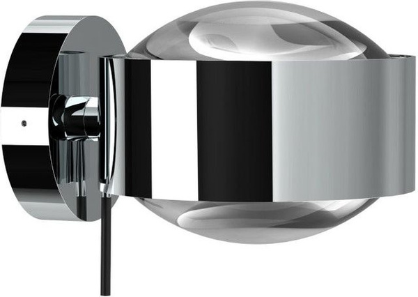Top Light Puk Maxx Wall LED-Wandleuchte in Chrom mit transparenter Glassphäre und warmweißem Licht (2700K)