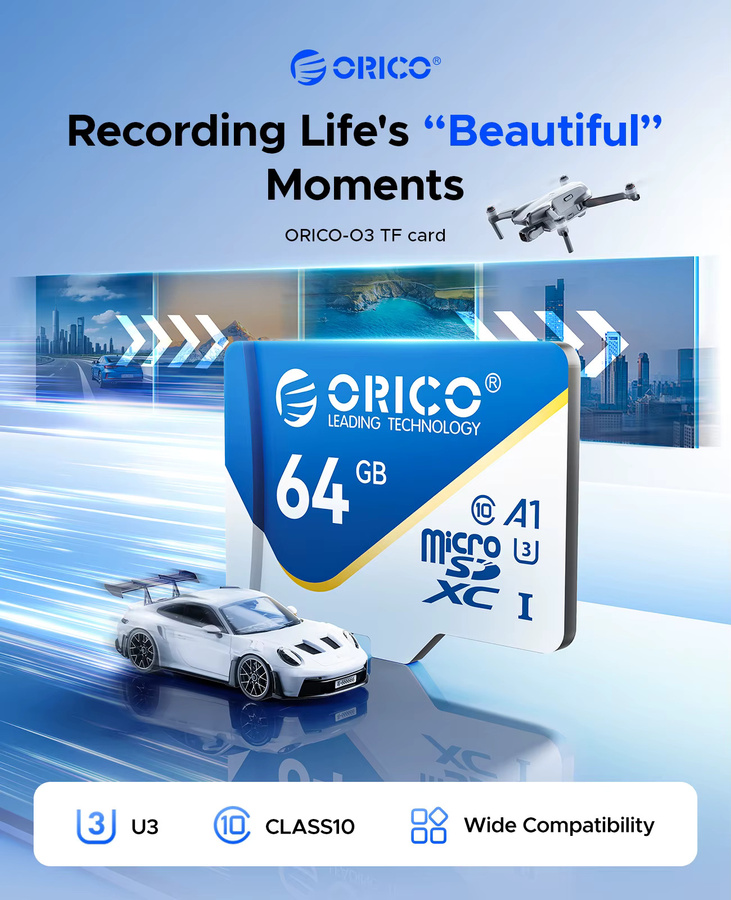 ORICO microSDXC UHS-I Speicherkarte mit 64 GB, 4K UHD, U3, V30, A1 für Kamera und Mobilgeräte - Bild 2