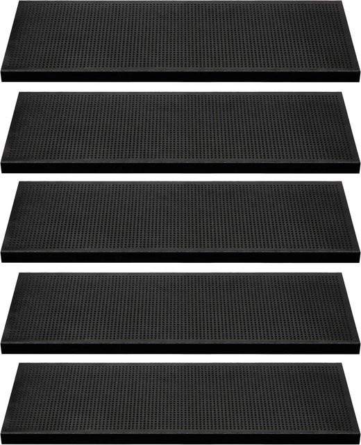 BigDean Stufenmatten aus Gummi mit Winkelkante, 5 Stück, Schwarz, Rutschfest für Innen und Außen, B: 75 cm, T: 25 cm - Bild 1