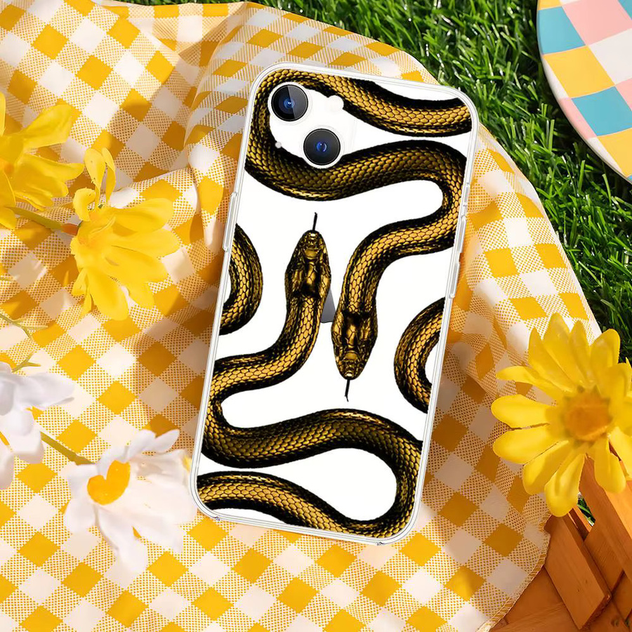 Mesuca Stoßfeste Handyhülle mit goldenem Schlangenmuster für iPhone, Transparent - Bild 6