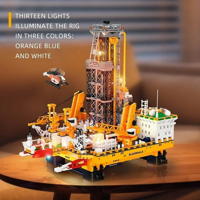 Offshore-Ölbohrbrunnen-Bausteine, Modellbausteine, mit beleuchteter Bohrplattform, 3271 Stück, ab 14 Jahren - Bild 1