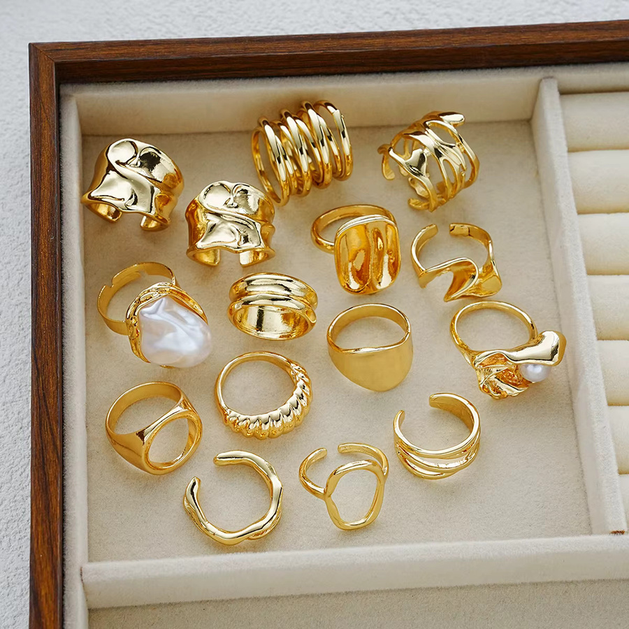 Ring-Set vergoldet, Perle, Vintage, Damen - Bild 2