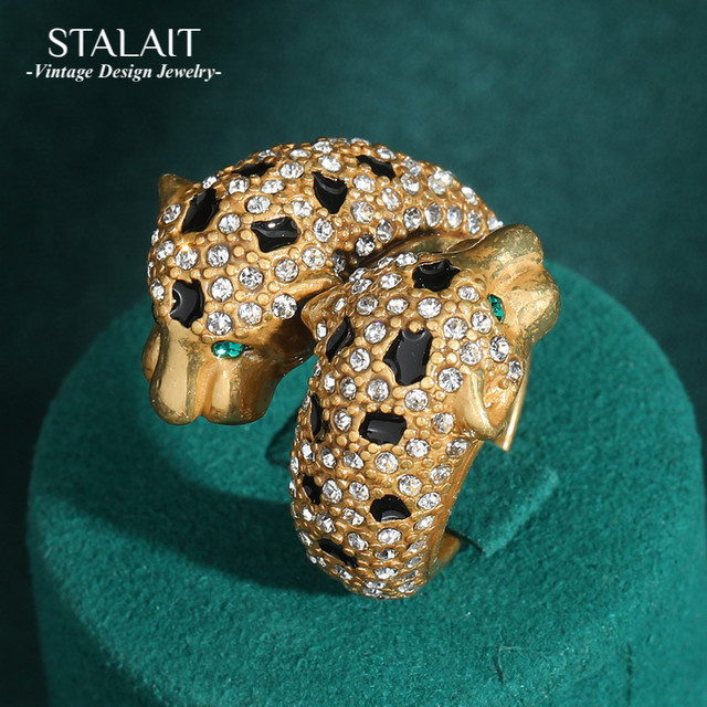 STALAIT Leopardenring, 18 Karat vergoldet, Zirkonia, Unisex - Bild 1