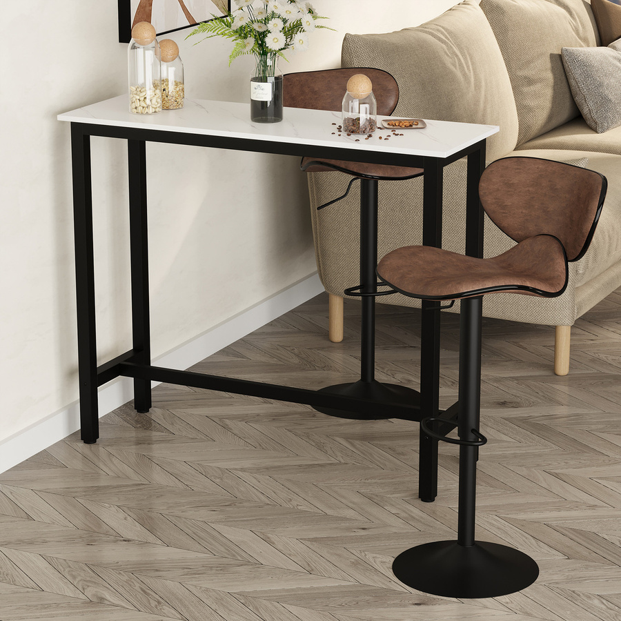 HOMCOM Bartisch mit Marmoroptik in Weiß und Schwarz, moderner Stehtisch mit verstellbaren Füßen für Küche und Esszimmer, B/T/H: 120 x 40 x 100 cm - Bild 2