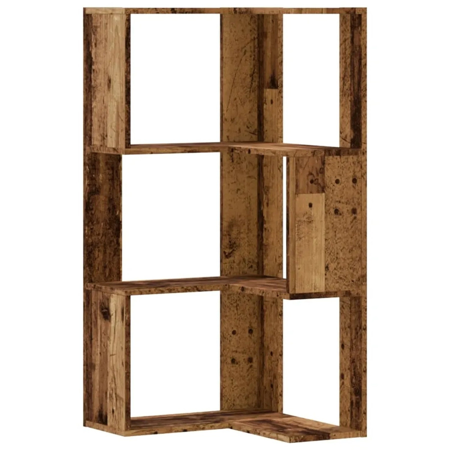 vidaXL Eck-Bücherregal mit 3 Böden in Braun und Altholz-Optik, B/T/H: 50 x 50 x 102 cm - Bild 2