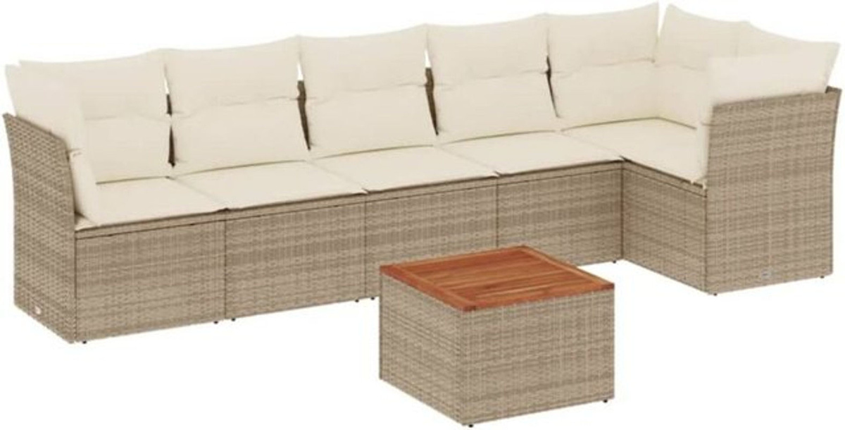 7-teilige Garten-Sofagarnitur aus Polyrattan mit Kissen in Beige von Vidaxl - Bild 1