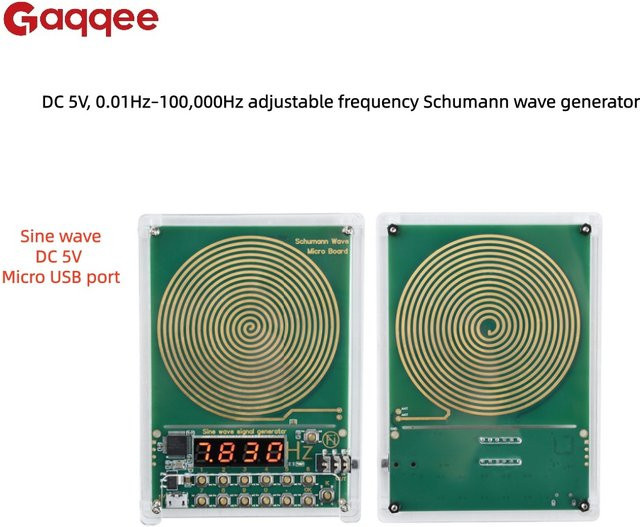 Gaqqee Schumann-Wellen-Generator mit Micro-USB-Anschluss, Einstellbarer Sinuswellen-Signalgenerator 0,01Hz–100.000Hz, DC 5V, Gold - Bild 1