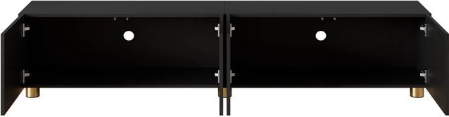 okwish TV-Schrank Lowboard mit Bogenrelief und 4 Türen in Schwarz, B/T/H: 180 x 40 x 40 cm - Bild 1