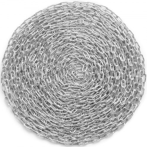 VEVOR Proof Coil Chain aus verzinktem Kohlenstoffstahl, Farbe: Silber, Länge: 30,48 m, Tragfähigkeit: 500 kg, inklusive zwei Schnellverbindern - Bild 1