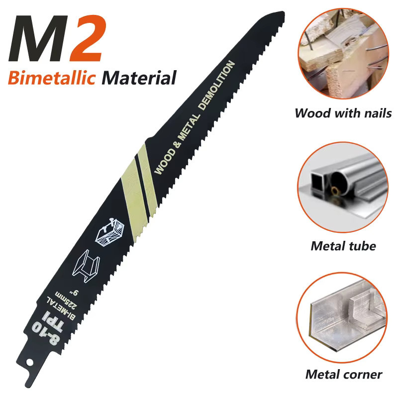 Realmote Säbelsägeblatt Bimetall 225 mm mit 8-10 TPI zum Schneiden von Holznägeln und Metallrohren - Bild 2