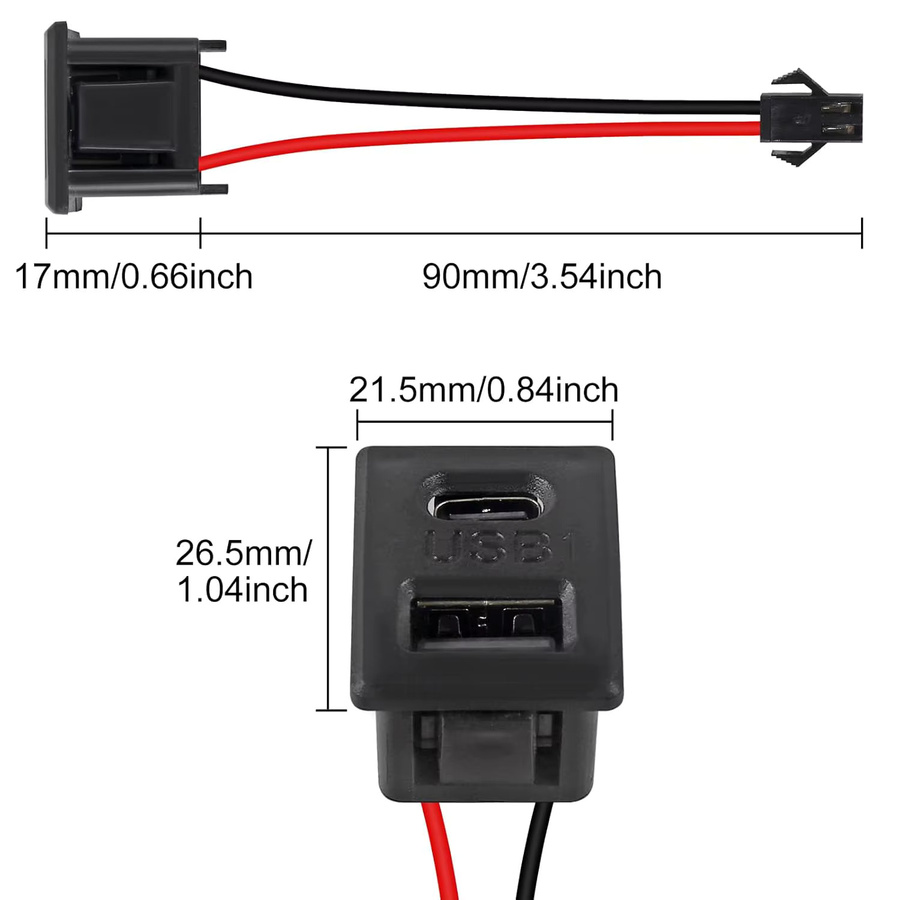 AOKIN USB-C Ladebuchse mit doppelschichtiger USB-Buchse in Schwarz - Bild 3