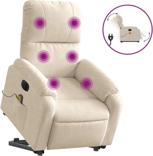 vidaXL Elektrischer Massagesessel mit Aufstehhilfe in Beige aus Mikrofasergewebe - Bild 1