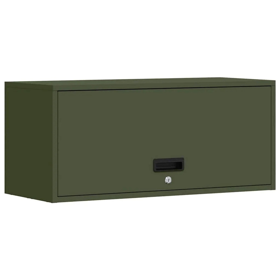vidaXL Wandschrank für Garage und Werkstatt mit Gasdrucklift-Tür in Olivgrün, B/T/H: 80 x 33 x 35 cm - Bild 2