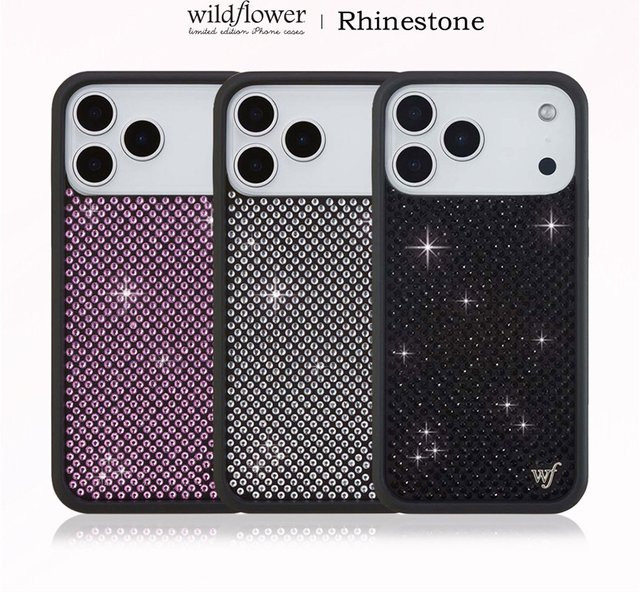 Wildflower 3D Flash Drill Strass Handyhülle für iPhone 17 16 15 14 13 12 Pro Max Plus mit glänzenden Diamanten und stoßfestem Schutz - Bild 1