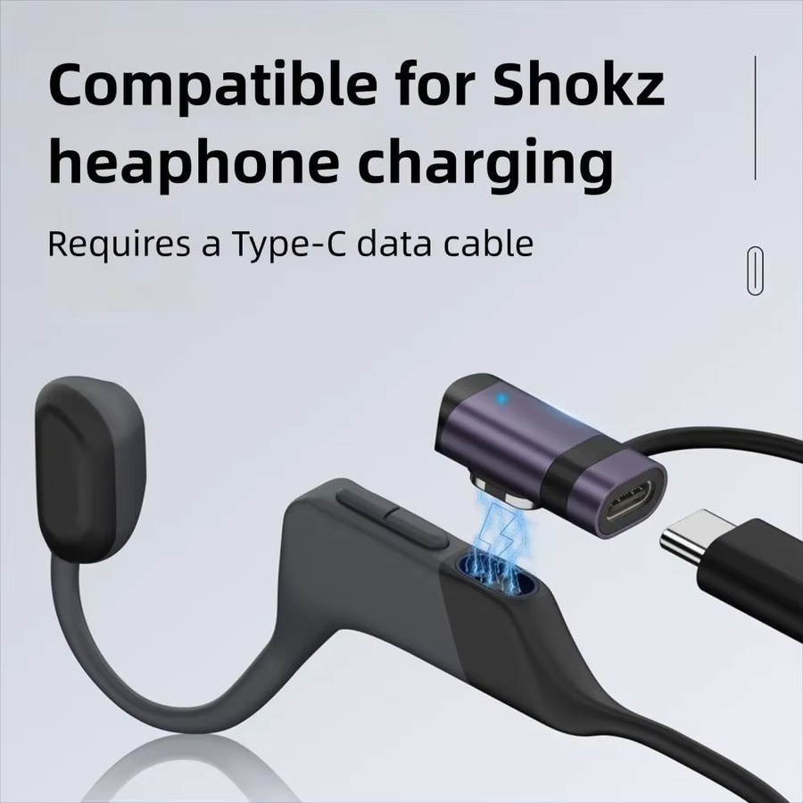 Shokz Magnetisches Ladegerät mit USB-C Typ-C Anschluss und LED-Anzeige in Grau für Knochenleitungskopfhörer AS800 S803 S810 S710 - Bild 4