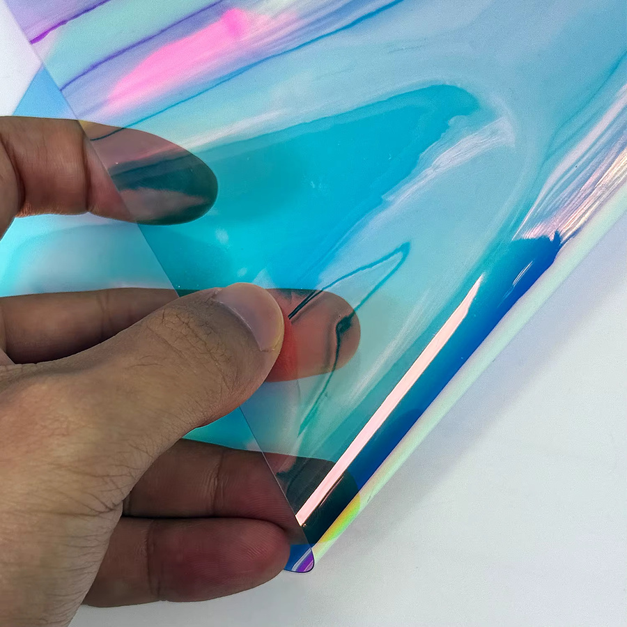 Holografische PVC-Folie in Transparent Multicolour, wasserfestes Material für Kunst und Handwerk, B: 20 cm, H: 30 cm - Bild 4