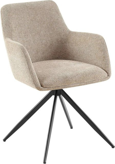 DELUKE Esszimmerstuhl PELON in Taupe mit Stoffbezug und Armlehnen, B/T/H: 56 x 62 x 81 cm - Bild 1