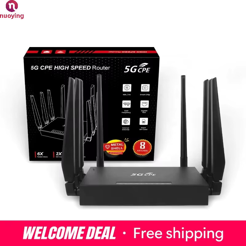 NUOYING 5G CPE Hochgeschwindigkeits-Router AX3000 WiFi 6 Dual-Band 2,4GHz+5,8GHz Drahtloses Modem mit SIM-Kartensteckplatz in Schwarz - Bild 2