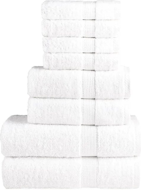 vidaXL 8-teiliges Premium-Handtuch-Set aus 100% Baumwolle in Weiß mit 600 g/m2 und Oeko-Tex Standard 100 - Bild 1