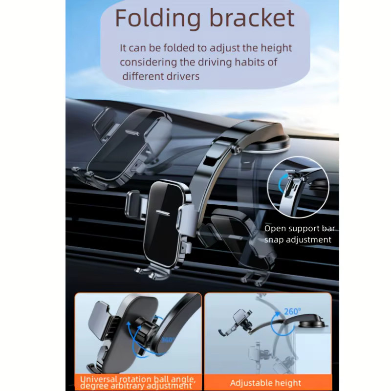 Lcars Universal Handyhalterung für das Auto mit Saugnapf und selbstklebender Anti-Shake-Funktion für das Armaturenbrett, Schwarz - Bild 2
