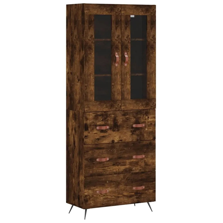 vidaXL Highboard in Räuchereiche, modern und matt, B/T/H: 69,5 x 34,0 x 180,0 cm - Bild 2