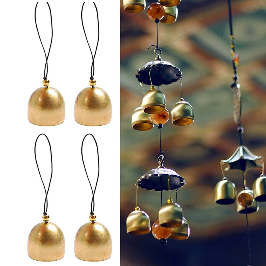 4 Stück DIY Metall Windspiele Mini Jingle Ornamente in Gold als Baum Anhänger Dekor, Durchmesser: 2,85 cm - Bild 3