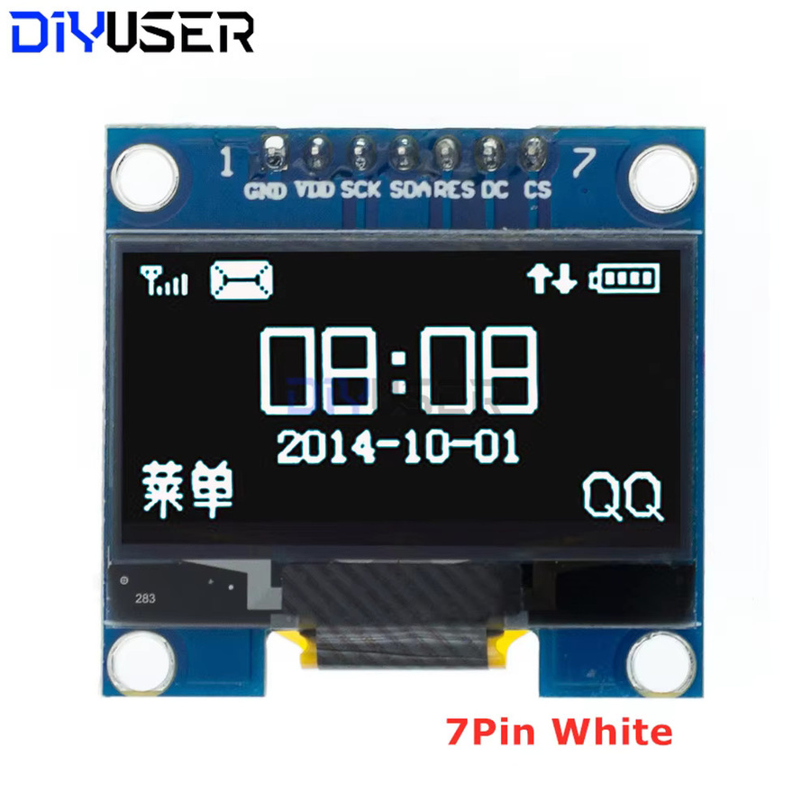 DIYUSER OLED-Modul SH1106 mit 1,3 Zoll, 128x64 Pixel, Dual Interface IIC und SPI, 7 Pin, Blau/Weiß, für Raspberry Pi und STM32 - Bild 2