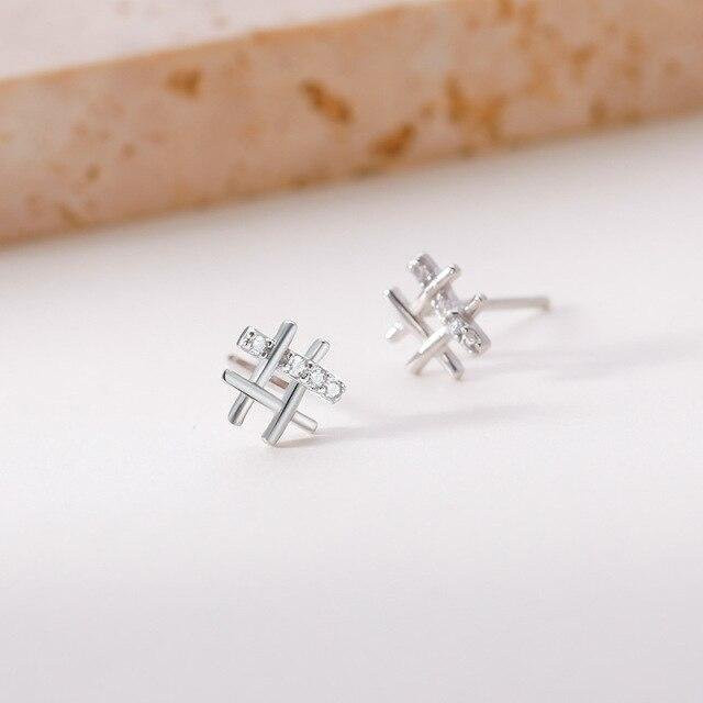Ohrstecker 925 Silber, Zirkonia, Kreuz, Damen - Bild 1