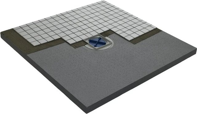 Bodenebenes verfliesbares Duschelement Ottofond Rechteckig mit waagerechtem Ablauf, Farbe: Grau, B/T: 90 x 90 cm - Bild 1
