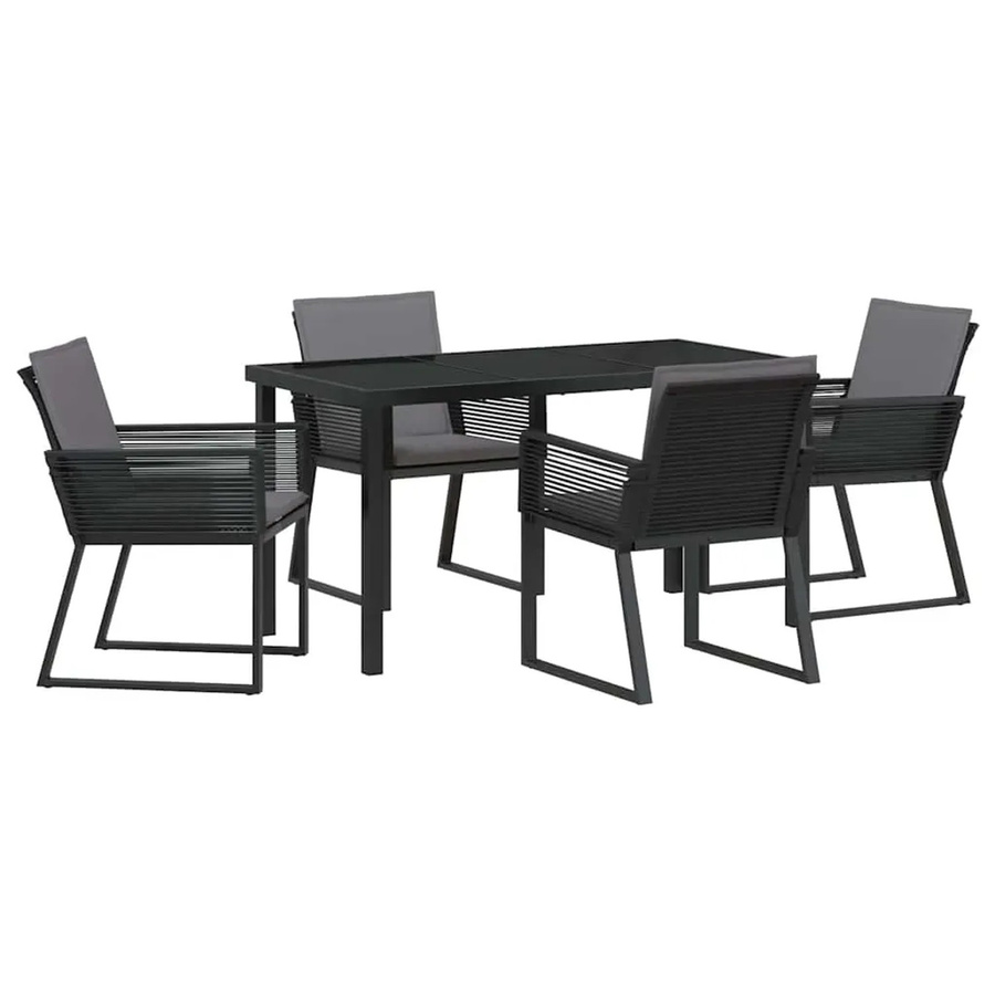 vidaXL Garten Essgruppe 5-teilig aus Poly Rattan und Glas in Schwarz - Bild 2