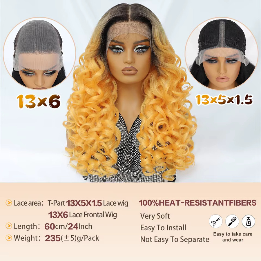 Latisha Synthetische Lace-Front-Perücke, lockig, Damen - Bild 2