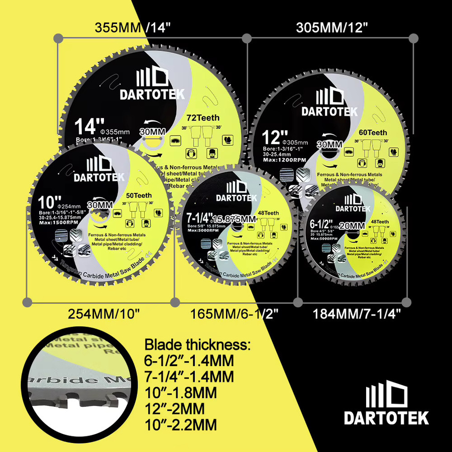 DARTOTEK Hartmetall-Sägeblatt in Silber für Metall und Holz mit Durchmesser: 165 mm - Bild 2