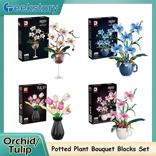 wishiot Romantische Orchidee Tulpe Rose, Bausteine Blumenstrauß, Lernspielzeug - Bild 1