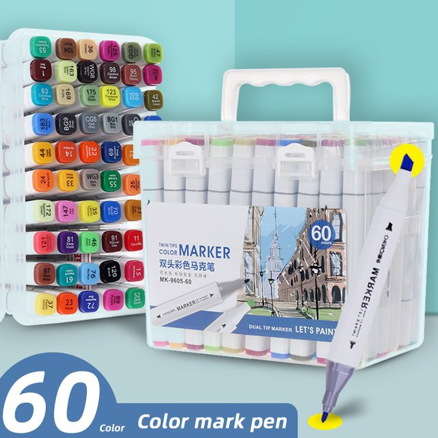 KOBEST Doppel Kopf Malstifte Set mit 60 Farben, Waschbare Kunstmarker für professionelle Malerei in Multicolour - Bild 1
