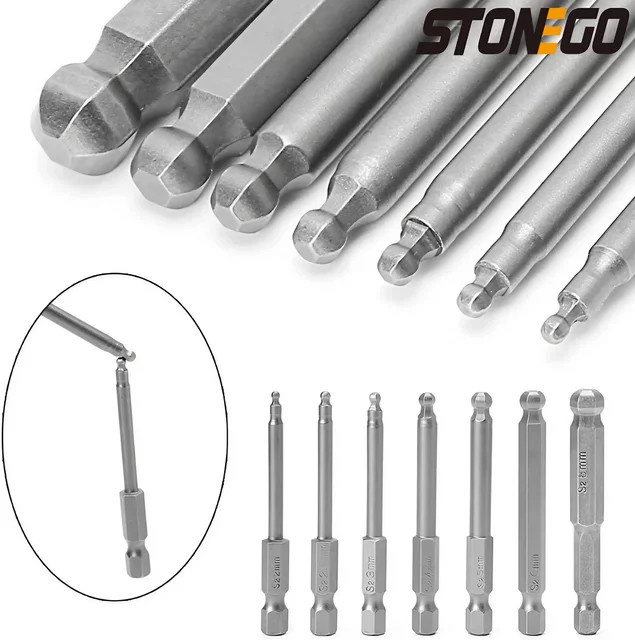 STONEGO Magnetisches Kugelkopf-Schraubendreher-Bit Set mit 1/4 Zoll Sechskantschaft für Elektro-Schraubendreher und Bohrer - Bild 1