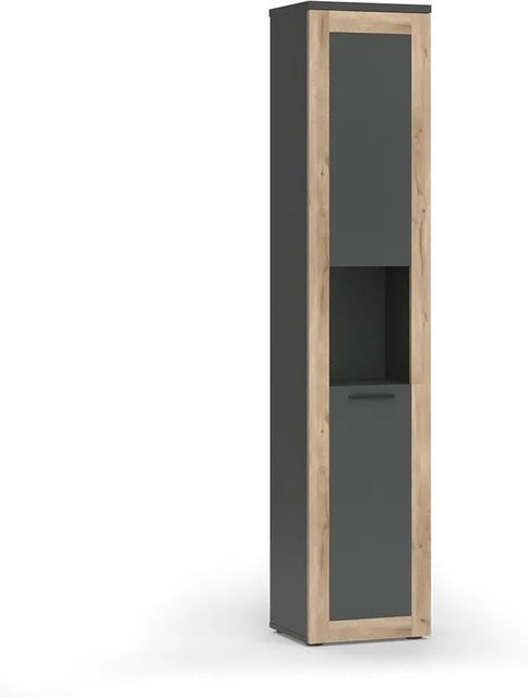 Vicco Hochschrank Niko in Anthrazit und Viking Oak, B/T/H: 40 x 34,3 x 194,3 cm - Bild 1